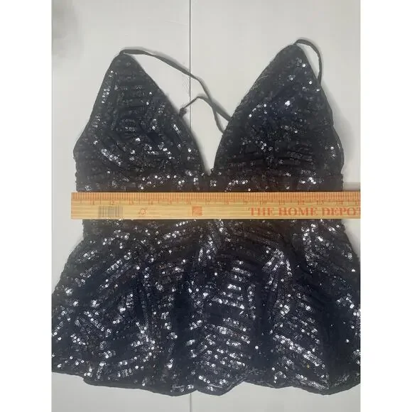 Forever 21 NWT Sequined Peplum Top Size M - Picture 7 of 10